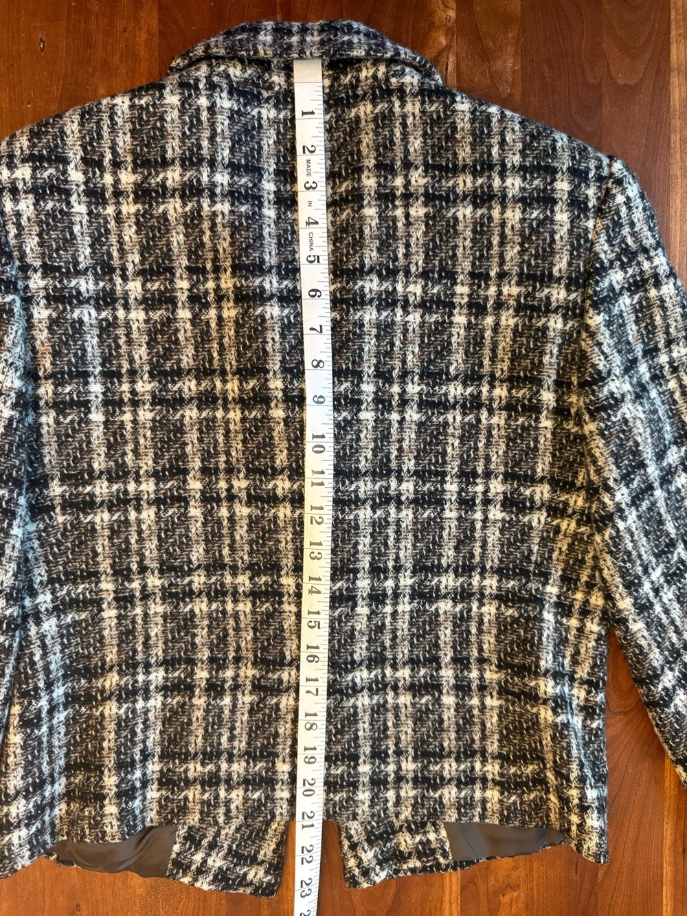 Giorgio ARMANI Black & White Plaid Cropped Wool Jacket Vintage 1980s - Picture 13 of 16